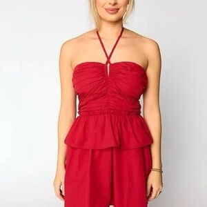 NEW Buddy Love Remi Red Halter Game Day Romper
